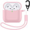 Charlam Silicone Case Compatible with AirPods 4 Case 2024, Soft Full Body Case Cover Shockproof Protective Case for Apple AirPods 4th Generation Case with Lanyard and Keychain, Pink