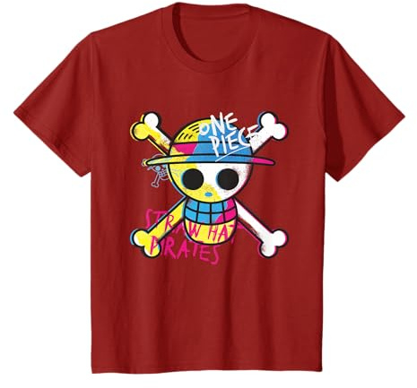 Niños Sombrero de Paja de una Pieza con Logotipo de los Piratas de Color Monkey D Luffy Kids Camiseta