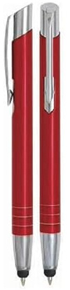 WPRO Touchpen Kugelschreiber 2 Stück aus Metall rot – Stylus Stift für Smartphone Tablet Touchscreen mit präziser Eingabe blauer Mine elegantes Business Design Toccara