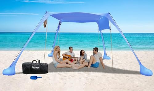 Tienda de Playa Carpa de Playa desplegable UPF 50+ Protección UV con Polos de Aluminio Anclaje de Arena para Patio Trasero Parque Playa,Sombra al Aire Libre para Viajes de Camping, Pesca