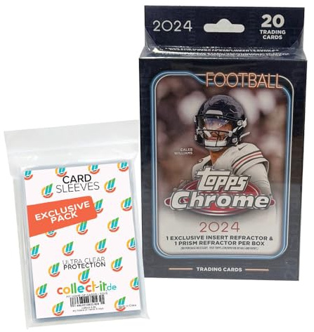 Bundle mit Topps Chrome Football 2024-1 Hanger Box + Exklusive Collect-it Hüllen