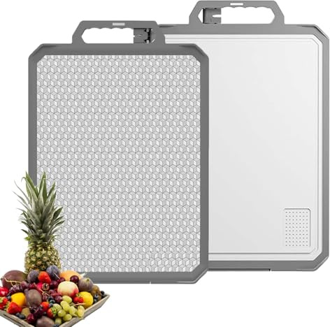 iAnomla Tagliere a Doppia Faccia, Tagliere in Acciaio Inossidabile 304 Per Cucina, Bordo in Silicone Non Slip, Taglio a Traino a Graffio Per Carne e Verdure, Lavastoviglie Safe （43x30cm）