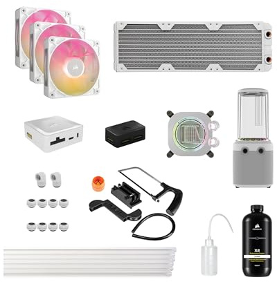 Corsair iCUE LINK XH505i RX 360 RGB Custom Cooling Kit – XC7 ELITE CPU Water Block, XD6 ELITE Pump Reservoir, 3x RX120 RGB Fans, XR5 360mm Radiator, iCUE LINK System Hub – White