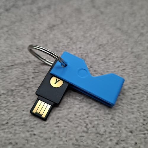 Case Schutzhülle Hellblau kompatibel mit Yubico Yubikey 5 NFC USB-A | Hülle mit Clic-Verschluss Klapp-Design und Schlüsselring zu Sicherheitsschlüssel - Schutz vor Verlust & Abnutzung