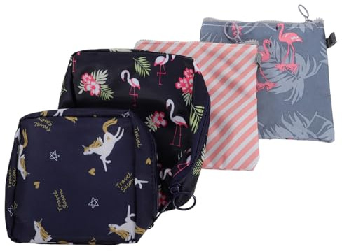 BELLIFFY 4 Stück Damenbinden Aufbewahrungstaschen mit Reißverschluss Große Kapazität Tragbare Hygiene organizer für und Binden Verschiedene Designs Schützende und Praktische Sanitary