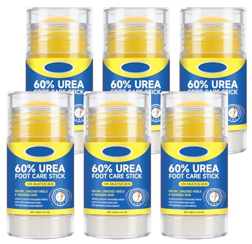 Urea-Cremestift 60% + 2% Salicylsäure, Peeling- und Feuchtigkeitsstift für trockene, rissige Füße, Hände, Knie und Ellbogen, Hornhautentferner, schnell einziehender Pflegebalsam (6pcs)