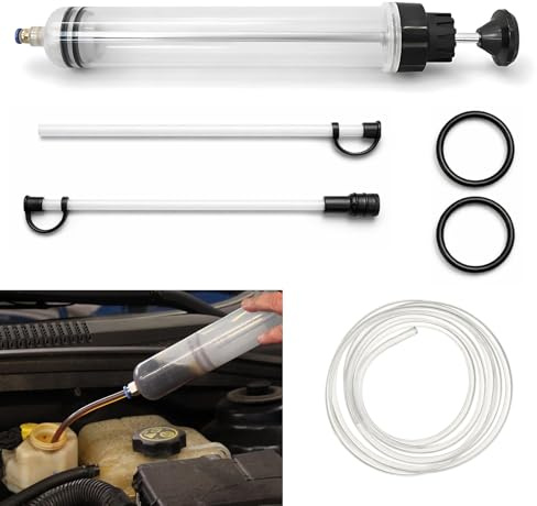 KELAV Ölabsaugspritze Absaugpumpe 500ml, Ölabsaugpumpe mit Ersatzgummiringe, 2-in-1 Flüssigkeitsabsauger und Füllpumpe, Ölabsaugpistole Flüssigkeitsabsauger für Motor Getriebe