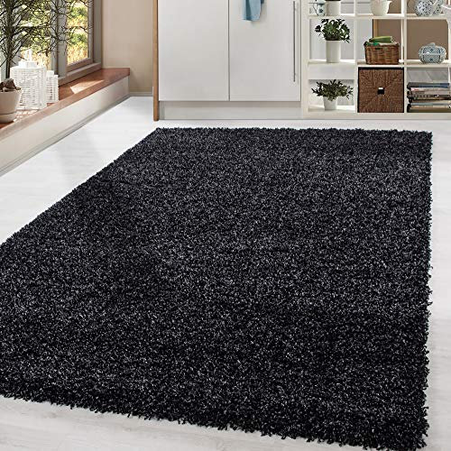 HomebyHome Shaggy Teppich Läufer Flur 80 x 250 cm - Shaggy Teppich Hochflor Anthrazit Extra Weich und Flauschig - Bettvorleger Teppiche für Schlafzimmer - Waschbarer Küchenläufer - Carpet, Halı