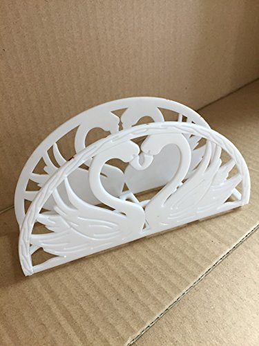 Serviettenhalter, 17,8 cm, Design: Doppelschwan, Herz-Design, 12 Stück, Weiß
