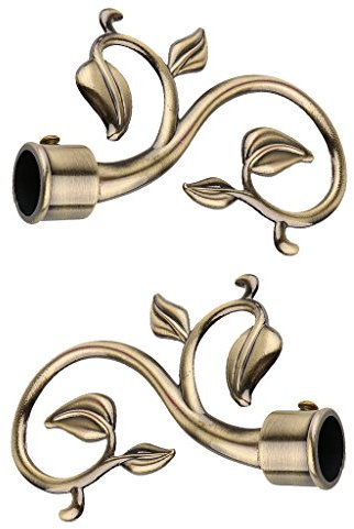Sharplace 2pcs Gardinenstange Endstücke Deko, Klassische Blattforme Endknöpfe für 22mm Gardinenstangen, Vorhangstange Dekoration für Küche Badezimmer Schlafzimmer - Bronze