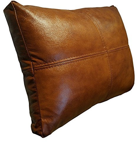 Quattro Mebe Antic Braun Echt Lederkissen 50 x 60cm Sofa & Stuhl Deko Kissen Echtleder Rückenkissen Rindsleder Leder Zierkissen Modell P&Z4el