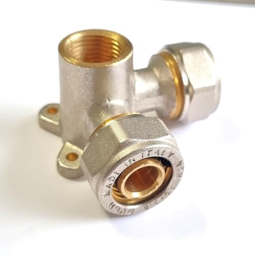 H2O-Flex® 20er Schraubfitting Wandwinkel doppelt,1/2 Innengewinde | Klemmringverschraubung für Mehrschichtverbundrohr 2,0mm, DVGW zertifiziert, Messing-Anschlüsse, korrosionsbeständig