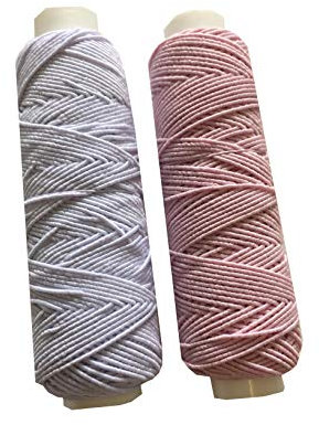 Shirring Shearing Elastic Thread, 20 Meter Each Colour Per Spool, Pack of 2 X 20m Spools, Sewing, Haberdashery, Craft, Smocking, Gathering, (White & Pink), 30 Colours Available