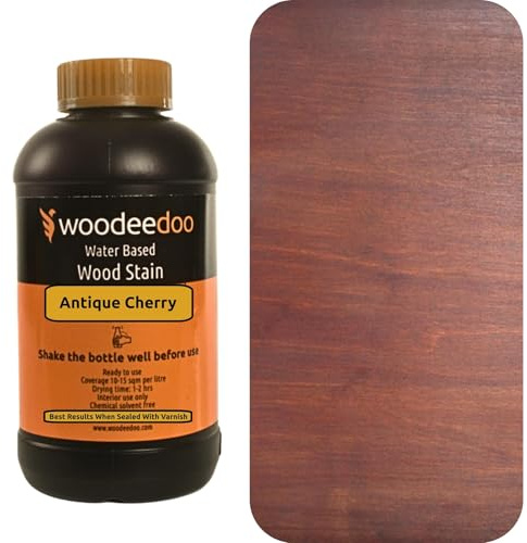 WooDeeDoo Water Based Wood Stain | Wood Dye | Ready to Use | Environmentally Friendly | Solvent Free | Odour Free | 1 L | Antique Cherry