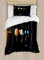 ABAKUHAUS Bunt Bettbezugs Set für Einzelbetten, Jupiter Saturn Planet, Milbensicher Allergiker geeignet mit Kissenbezug, 130 x 200 cm, Apricot Schwarz