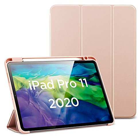 ESR Custodia per iPad PRO 11 2020, Cover con Portamatite, Cover Flessibile Pieghevole Morbida con Slot per Matita Custodia per Stilo Pencil Progettata per iPad PRO 11 2020, Oro Rosa