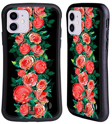 Head Case Designs Ligne De Rose Florals Sombre Coque Hybride Compatible avec Apple iPhone 11