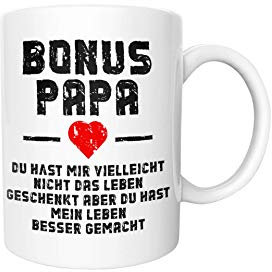 Shirtinator Papa Geschenkideen Bonus Papa I Geschenkidee-n Vatertag Stiefvater Geburtstag für Papa Geschenk-e I Tasse mit lustigem Spruch