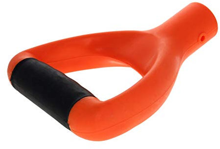 MroMax Shovel D Grip Handle, 1-1/4 Inner Diameter 32mm PVC Spade Snow Shovel Replacement Handle Garden Accessories for Digging Raking Tool Curved Orange