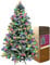 SHATCHI Pre-Lit Artificial Christmas Tree Lapland Fir-LED Lights, Snow Flocked PE/PVC Tips, Snowy Bushy Hinged Branches, Metal Stand for Xmas Home Decorations, Multicolour, 180cm