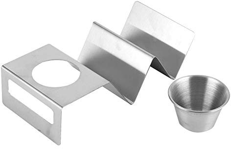 WNSC Taco-Tablett, Edelstahl in Lebensmittelqualität, mit abnehmbarem Saucenbecher, Taco-Gestell, langlebig für Hot-Dog-Brötchen für Sandwiches, für Burritos, zum Halten von Softshell,