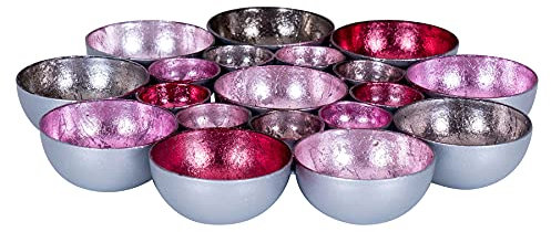 Teelichtschale 20x20cm Metall Pastell Pink Rosa Schale Teelichthalter Windlicht Kerzenhalter