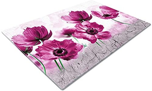 Chopping Boards | Glass Worktop Savers | Worktop Protectors Heat Resistant | Catering Chopping Boards | Chopping Boards Glass | Over The Sink Chopping Board | Large | Purple White Flower