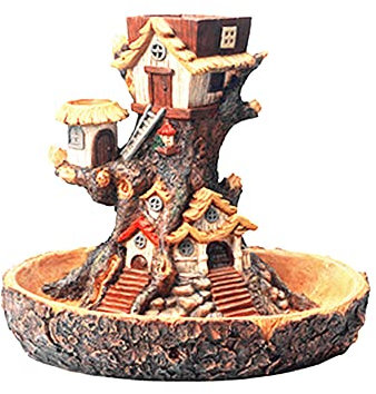 YUNHOME Blumentopf Sukkulenten Töpfe Pflanze Kakteen Topf Übertöpfe Moderne Fairy Garden Topf Miniaturstumpfharz-Blumen-Topf-Karikatur-Baumhaus-Skulptur Sukkulent Topf Balkon-Pflanzenpotentopf