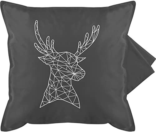 Kissenbezug - Statement - Hirschmotiv I Hirsch I Deer - 50 x 50 cm - Grau - hirschkissen statement-kissen statements mit bezug kissenhülle sofakissen weißer kissenbezüge kissenhüllen zierkissen