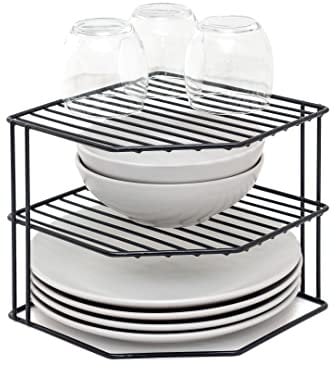 simplywire – 3-stufiges Tellerregal – Küchenschrank-Organizer – Schwarz