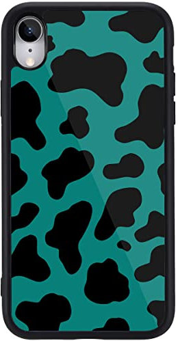 MAYCARI Cool Green Cow Print Phone Case for iPhone SE 2020/7/8, Hard Back Case with Soft TPU Bumper for Girls Children Women Mobile Protective Phone Case for iPhone 7/8/SE 2020(Black)