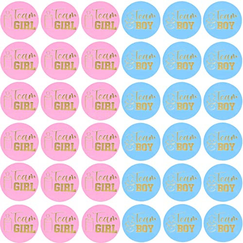 VIEVRE 48 Stücke Gender Reveal Party, Baby Party Dekoration Boy or Girl,Gender Reveal Party Deko Sticker Runde, Baby Geschlecht Verkünden Partys und Baby Showers (Blau,Pink)