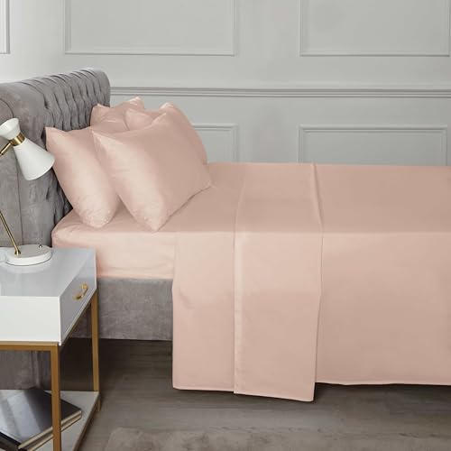 Rapport Home 16 Deep Flat Sheet 180TC Percale Sheet (Blush, King)