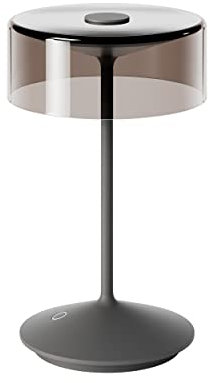 SIGOR Numotion - Dimmbare LED Akku-Tischleuchte Indoor & Outdoor, IP54 spritzwassergeschützt, Höhe 26,5 cm, aufladbar mit Easy Connect, 12 h Leuchtdauer, graphitgrau