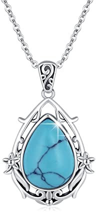 ZIPPICE Türkis Kette für Damen 925 Sterling Silber Türkis Tropfen Halskette Wassertropfen Halskette Türkis Schmuck Geschenk für Frauen Mädchen Mutter Mama