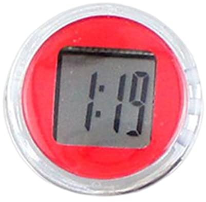 F Fityle Digitaluhr Mini Wasserdicht für Motorrad, Digital Uhr Stick-On, Elektronische Uhr Zum Aufkleben, Motorrad Lenkeruhr Zeitanzeige für Fahrrad Motorrad SUV Verschiedene Modelle, Rot