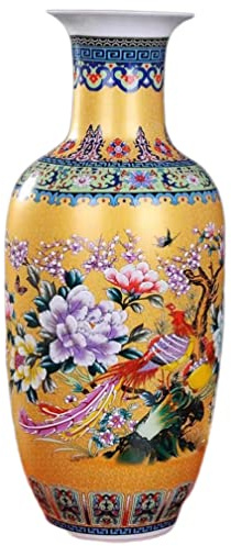AMITVA Keramik-Emaille-Farbe Blumen- und Vogelvase Große Dekoartikel Vase Antikes chinesisches Porzellan Dekoration Ornamente Keramik Handwerk - A: hoch 46 cm