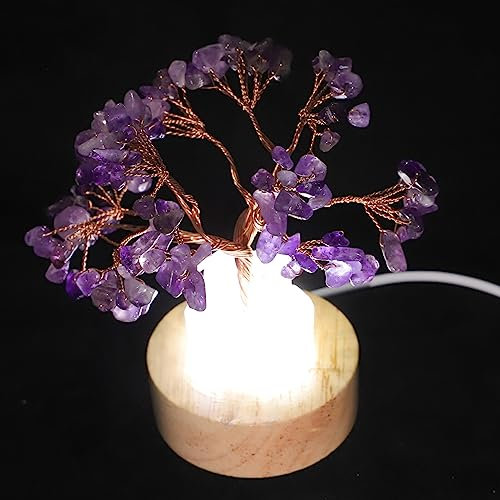 OSALADI Geldbaum-Statue Amethyst Kristall Baum Nachtlicht Natürlichen Edelstein Neben Lampe Draht Baum Geld Bäume Feng Shui Spiritueller Baum Für Home Office Baumstatue