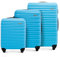 WITTCHEN Reisekoffer 3er Koffer-Set Rollkoffer Trolley Handgepäck Reisekofferset Gepäckset Hartschale aus ABS mit 4 Spinner-Rollen Zahlenschloss Teleskopgriff Groove Line blau