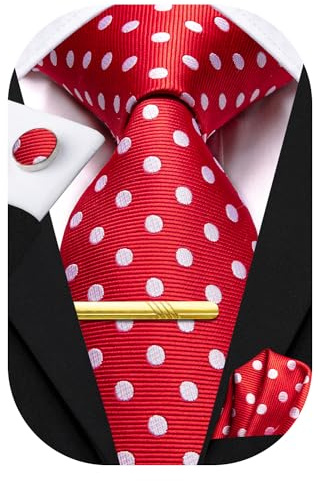 Hi-Tie Herren Seidenkrawatten, formell, gewebt, Krawatte, Einstecktuch, Manschettenknöpfe, Clip-Set für Hochzeit, Business