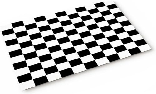 Door Mat Black White Check Plaid Entrance Rug Non-Slip Front Door Mat Durable Floor Mat For Hallway Kitchen Living Room 40x60cm