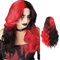 Rote und schwarze Perücken für Frauen Lange Lockige Wellige 27 Zoll Haar Perücke Synthetische Natürliche Zwei Ton Mittelteil Perücke für Halloween Cosplay Gebrauch (Rot)