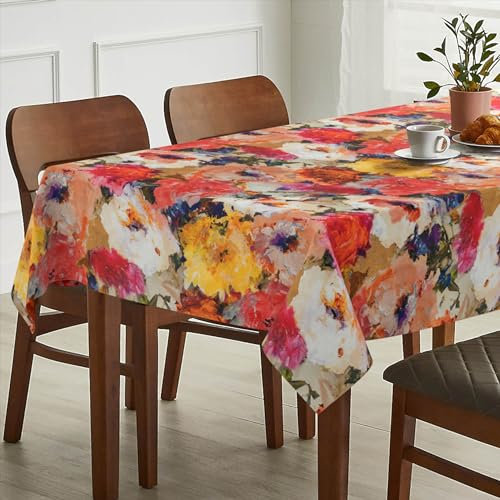 Tischdecke Stoff abwaschbar Tischtuch Tafeldecke pflegeleicht Lotuseffekt schmutz- & wasserabweisend für Indoor Outdoor Tischdecke 100x140cm Schnittkante Kunst