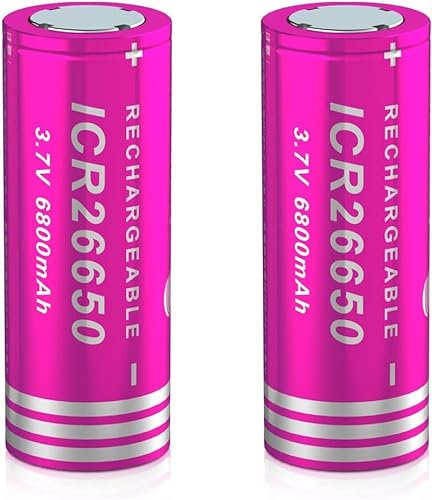 Ricaricabile 3.7V Batteria 6800mAh Alta Capacità Batteria agli Loni di Litio 3.7V Batteria Ricaricabile 1200 cicli per Torcia a LED (2Pcs)