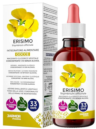 Erisimo Voce Gocce Liquido 100 ml - Integratore Lenitivo Gola e Voce - Benessere Delle Vie Respiratorie - Rimedio per Voce Bassa, Drenante e Mucolitico 100% vegetale J.Armor Pharma