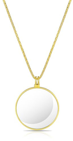 Monokel Lupe, Halskette Lupe, 5X Metall Lupe, HäNgende Lupe mit Kette Anhänger Linse Gold Lupe Mini Halskette Lupenanhänger Glaslinse, Monokel mit Loupe Kette für Lesen von Büchern Zeitungen