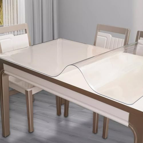 Durchsichtiger Tischdeckenschutz, Tischdeckenschutz, wasserdichte Kunststoff-Tischdecke, Anti-Heiß-Tischschutz, rechteckige Schreibtischunterlage, für Küche, Esszimmer, 3 mm dick (150 x 250 cm/59 x