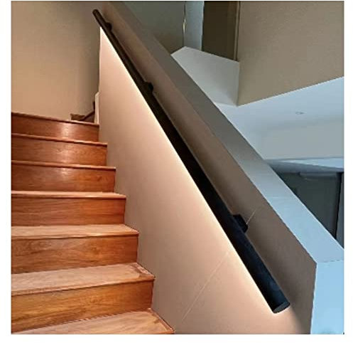 Generisch handlauf Edelstahl aussen (de:LED-beleuchtete Treppenhandläufe - 1,9 rund. Aluminium-Handlauf-Set - Handlauf für Außen- und Innentreppen (Farbe: Schwarz, Größe: 19,7/0,5 m))