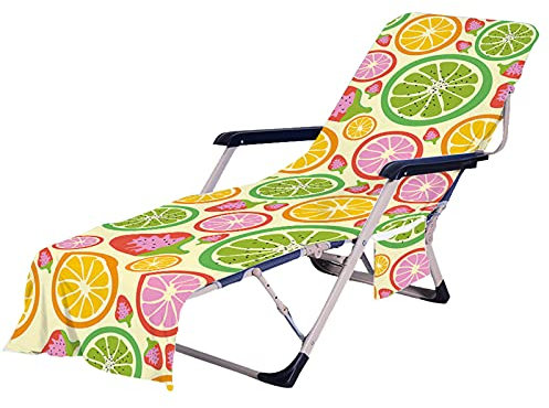 MYIESAXL Strandtuchbezug, Obst-Strandtuch, Stuhlbezug, Mehrere Taschen/Leicht/Tragbar – Garten-/Strand-/Campingstuhl-Handtuch, Schnelltrocknend