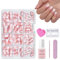 DMQ Ombre Fake Nails Kit with Glue, 240Pcs Square Pink Gradient False Nails Short, Soft Gel Pink Tips Acrylic Fake Nails, 12 Sizes Glossy Full Cover Stick on Nails for Women Girls Nails Art